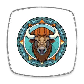 Bison Colorful Watercolor Animal Pet Illustration - Square fridge magnet - white - Front