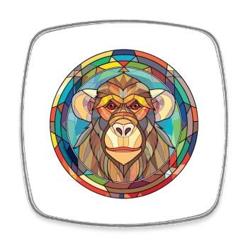 Pavian Buntes Aquarell Tier Haustier Illustration - Viereckiger Kühlschrankmagnet - Weiß - Vorne