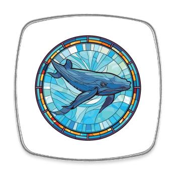 Blue Whale Colorful Watercolor Animal Illustration - Square fridge magnet - white - Front