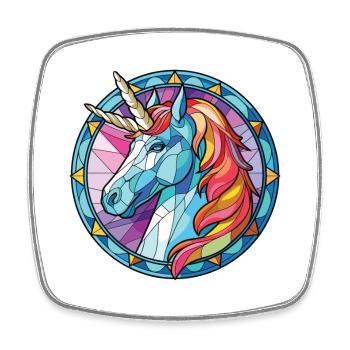 Unicorn Colorful Watercolor Animal Illustration - Square fridge magnet - white - Front