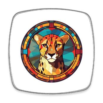 Cheetah Colorful Watercolor Animal Illustration - Square fridge magnet - white - Front