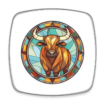 Bull Colorful Watercolor Animal Pet Illustration - Square fridge magnet - white - Front