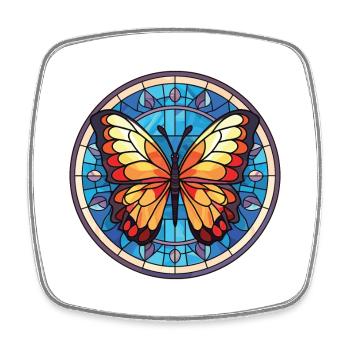 Schmetterling Bunte Aquarell-Tierillustration - Viereckiger Kühlschrankmagnet - Weiß - Vorne
