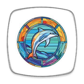 Dolphin Colorful Watercolor Animal Illustration - Square fridge magnet - white - Front