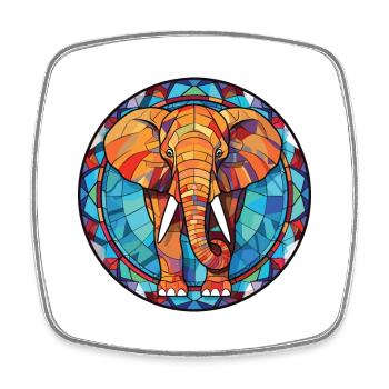 Elephant Colorful Aquarelle Animal Illustration - Magnet carré - blanc - Devant