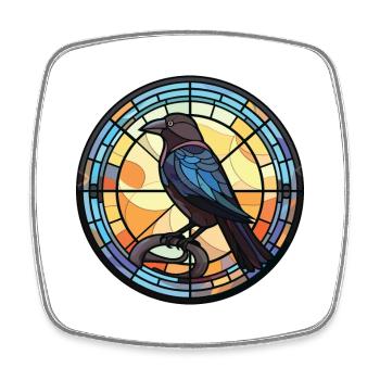 Crow Colorful Watercolor Animal Pet Illustration - Square fridge magnet - white - Front