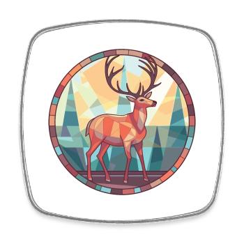 Deer Colorful Watercolor Animal Pet Illustration - Square fridge magnet - white - Front