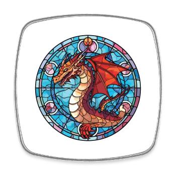Drache Buntes Aquarell Tier Haustier Illustration - Viereckiger Kühlschrankmagnet - Weiß - Vorne