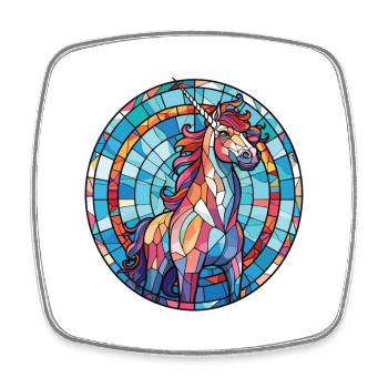 Unicorn Colorful Watercolor Animal Illustration - Square fridge magnet - white - Front