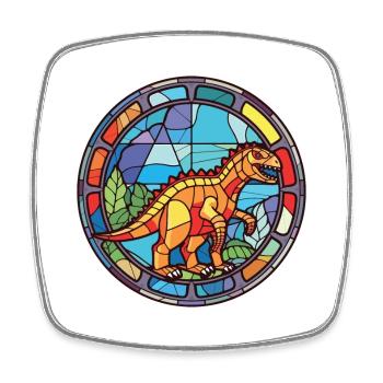 Dinosaurier Bunte Aquarell-Tierillustration - Viereckiger Kühlschrankmagnet - Weiß - Vorne