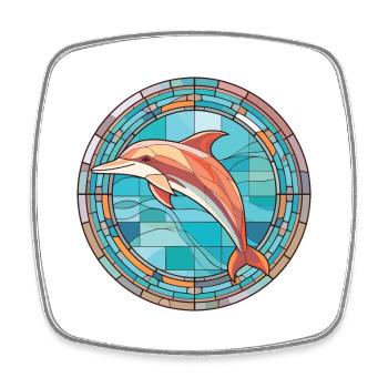 Dolphin Colorful Watercolor Animal Illustration - Square fridge magnet - white - Front