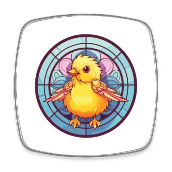 Chick Colorful Watercolor Animal Pet Illustration - Square fridge magnet - white - Front