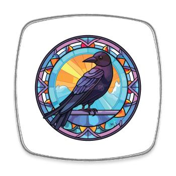 Crow Colorful Watercolor Animal Pet Illustration - Square fridge magnet - white - Front