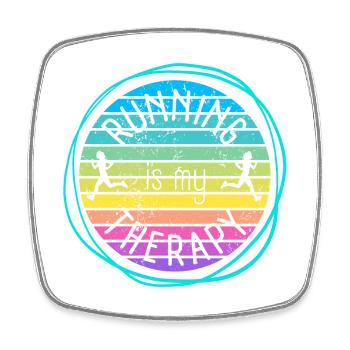 Running is my therapy Retro Sunset - Square fridge magnet - white - Front