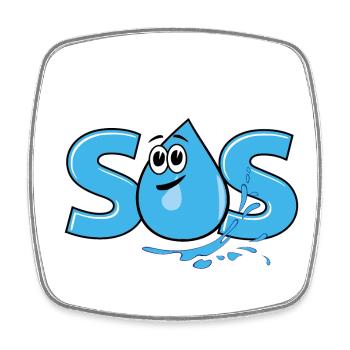 S.O.S. - Viereckiger Kühlschrankmagnet - Weiß - Vorne