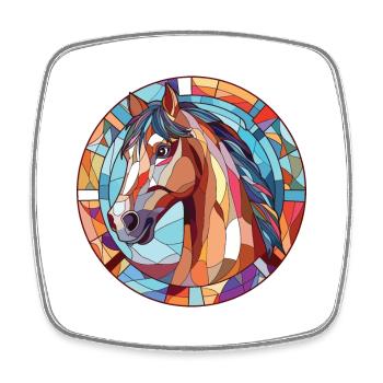 Pferd Buntes Aquarell Tier Haustier Illustration - Viereckiger Kühlschrankmagnet - Weiß - Vorne