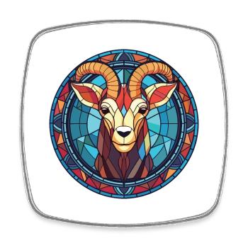 Goat Colorful Watercolor Animal Pet Illustration - Square fridge magnet - white - Front