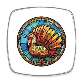 Gobbler Bunte Aquarell-Tierillustration - Viereckiger Kühlschrankmagnet - Weiß - Vorne