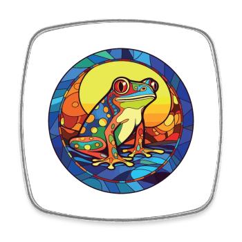 Frog Colorful Watercolor Animal Pet Illustration - Square fridge magnet - white - Front