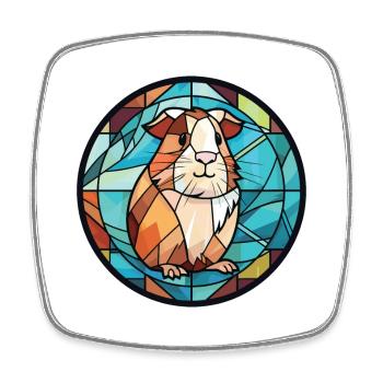 Guinea Pig Colorful Watercolor Animal Illustration - Square fridge magnet - white - Front