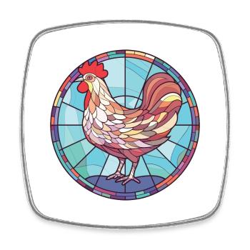 Henne Buntes Aquarell Tier Haustier Illustration - Viereckiger Kühlschrankmagnet - Weiß - Vorne