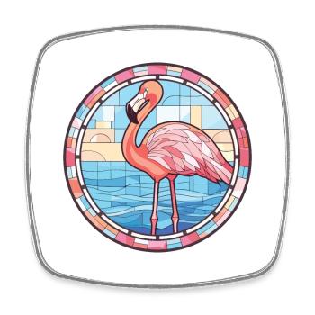 Flamingo Colorful Watercolor Animal Illustration - Square fridge magnet - white - Front