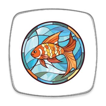 Fish Colorful Watercolor Animal Pet Illustration - Square fridge magnet - white - Front