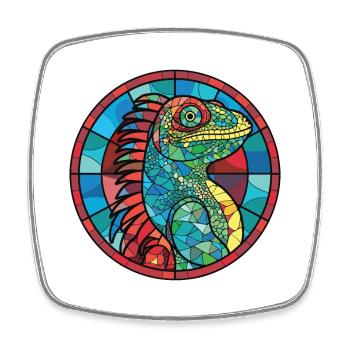 Iguana Colorful Watercolor Animal Pet Illustration - Square fridge magnet - white - Front