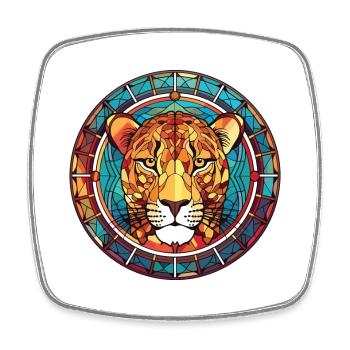 Leopard Bunte Aquarell-Tierillustration - Viereckiger Kühlschrankmagnet - Weiß - Vorne