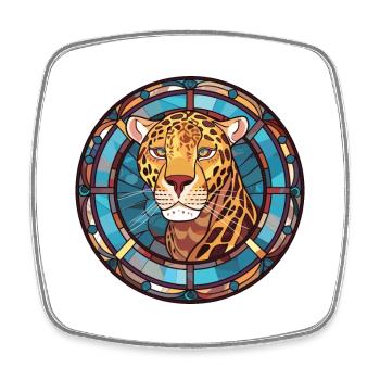 Jaguar Buntes Aquarell Tier Haustier Illustration - Viereckiger Kühlschrankmagnet - Weiß - Vorne