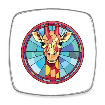Giraffe Colorful Watercolor Animal Illustration - Square fridge magnet - white - Front