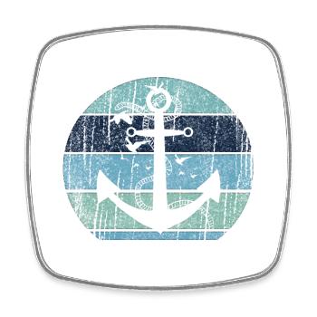 Vintage Anchor Maritime Design - Square fridge magnet - white - Front