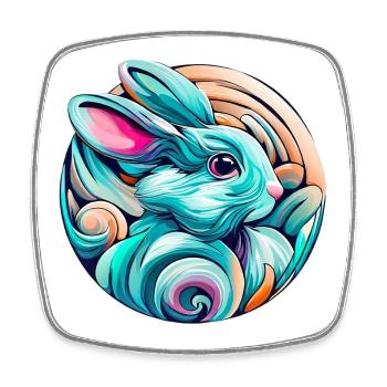 Rabbit - Square fridge magnet - white - Front