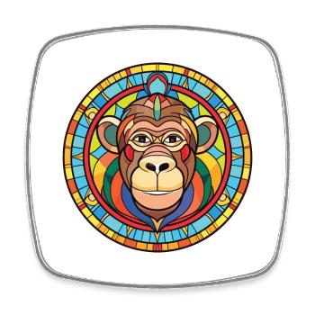 Affe Buntes Aquarell Tier Haustier Illustration - Viereckiger Kühlschrankmagnet - Weiß - Vorne