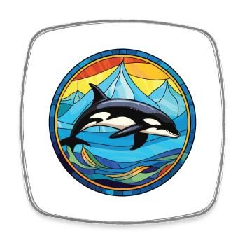 Orca Buntes Aquarell Tier Haustier Illustration - Viereckiger Kühlschrankmagnet - Weiß - Vorne