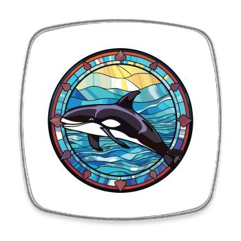 Orca Colorful Watercolor Animal Pet Illustration - Square fridge magnet - white - Front
