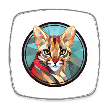 Ocelot Cat Colorful Watercolor Animal Illustration - Square fridge magnet - white - Front