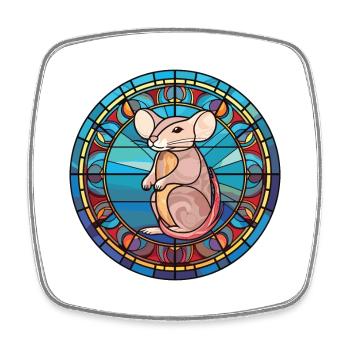 Souris Aquarelle colorée Animal Animal Illustration - Magnet carré - blanc - Devant