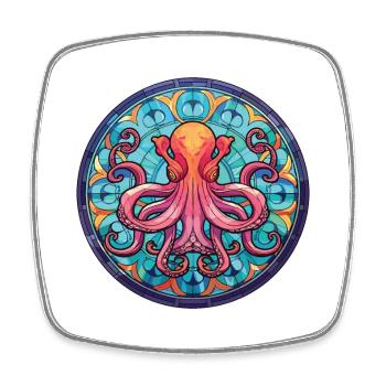 Oktopus Bunte Aquarell-Tierillustration - Viereckiger Kühlschrankmagnet - Weiß - Vorne