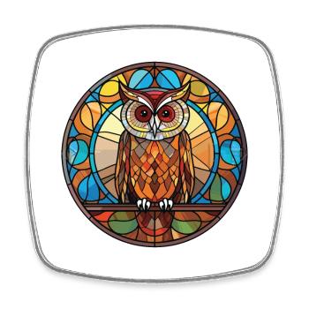 Owl Colorful Watercolor Animal Pet Illustration - Square fridge magnet - white - Front