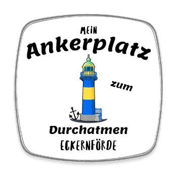Alter Leuchtturm Eckernförde, Ankerplatz - Viereckiger Kühlschrankmagnet - Weiß - Vorne