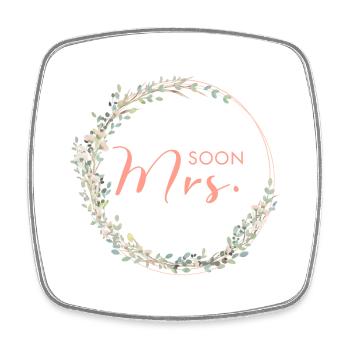 Soon Mrs. - Team Bride!,Kranz - Viereckiger Kühlschrankmagnet - Weiß - Vorne