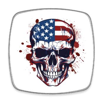 USA Flags Skull Art - Square fridge magnet - white - Front