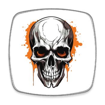 Orange Skull Splatter Gothic - Square fridge magnet - white - Front