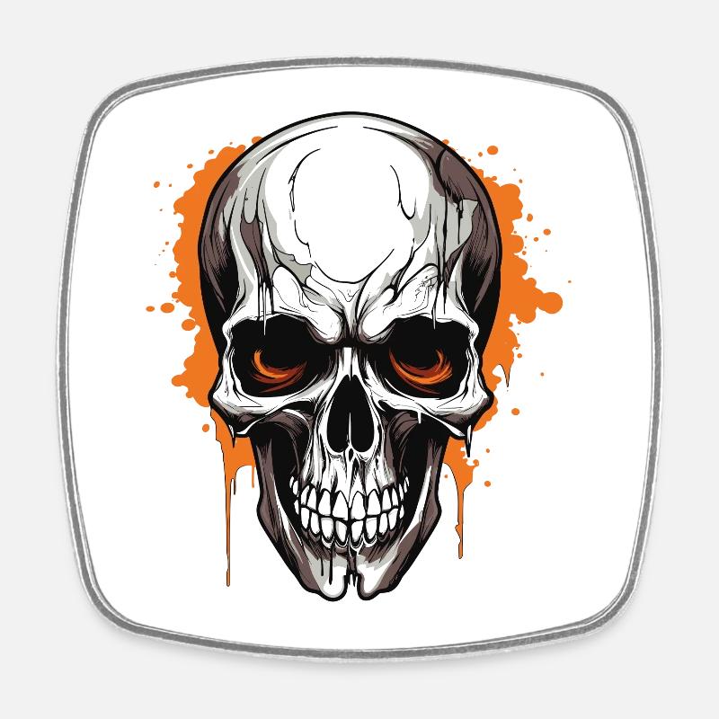 Orange Skull Splash Gothic - Magnet carré - blanc