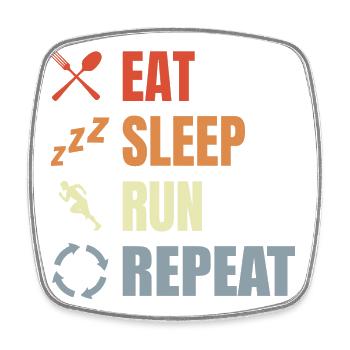 Eating, sleeping, running, repeating - Square fridge magnet - white - Front