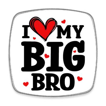 Frère et sœur Coeur d’amour Big Brother Déclaration - Magnet carré - blanc - Devant