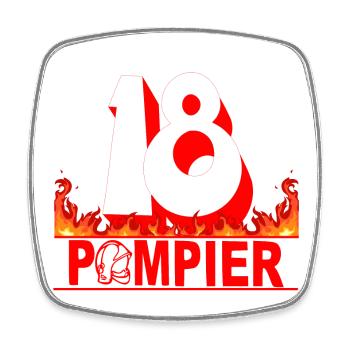 Pompier - Magnet carré - blanc - Devant