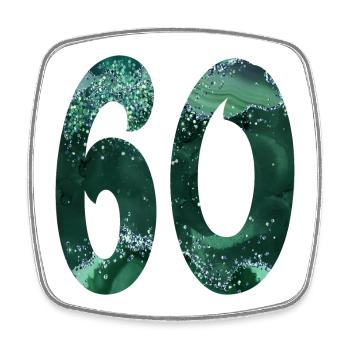 ZAHL 60 - 60. GEBURTSTAG - Viereckiger Kühlschrankmagnet - Weiß - Vorne