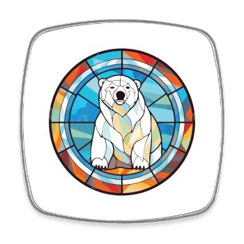 Polar Bear Colorful Watercolor Animal Illustration - Square fridge magnet - white - Front